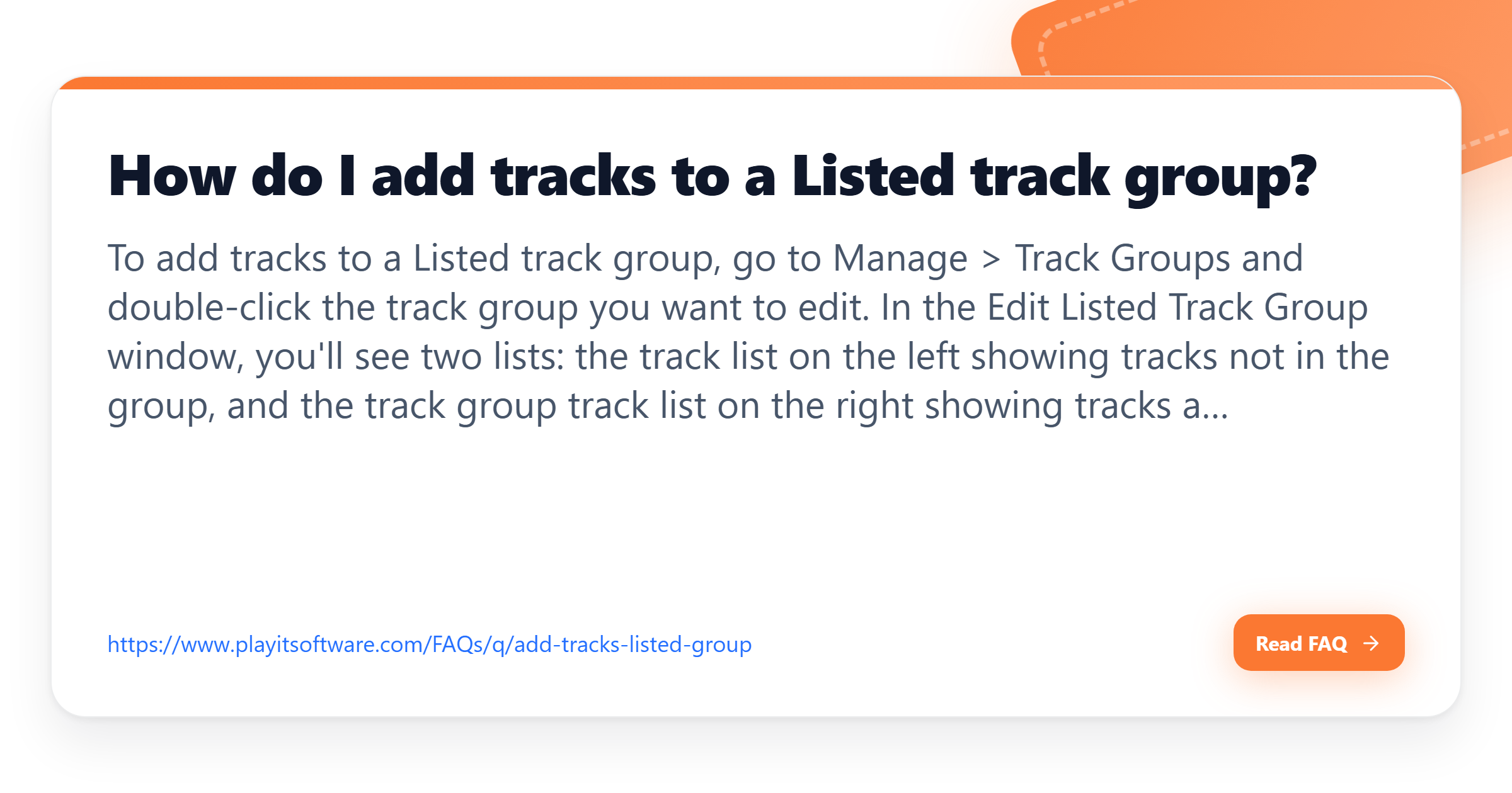 Sample Group Track How do I add tracks to a Listed track group? - PlayIt Software