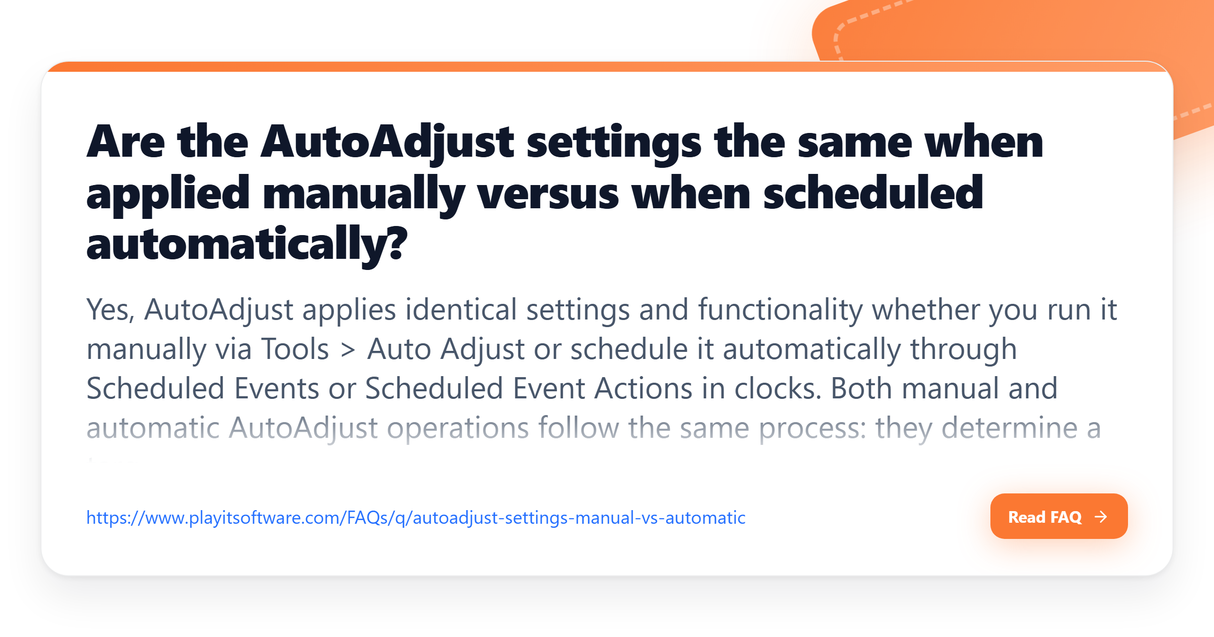 Are the AutoAdjust settings the same when applied manually versus when ...