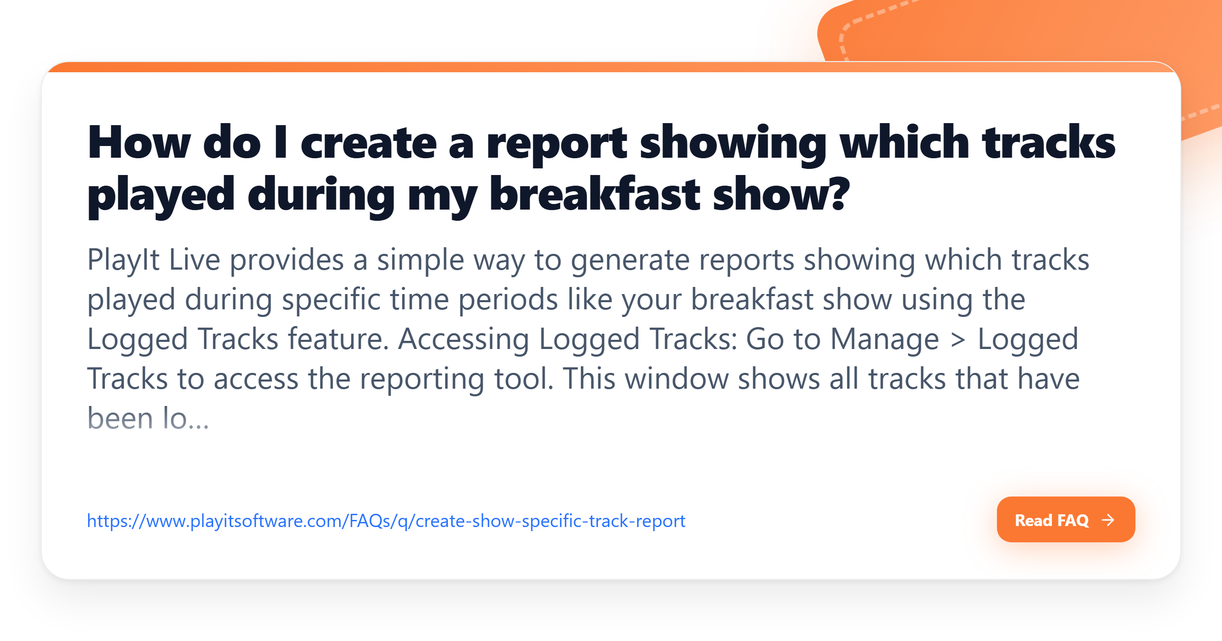 Reporter Track Example How do I create a report showing which tracks played during my ...