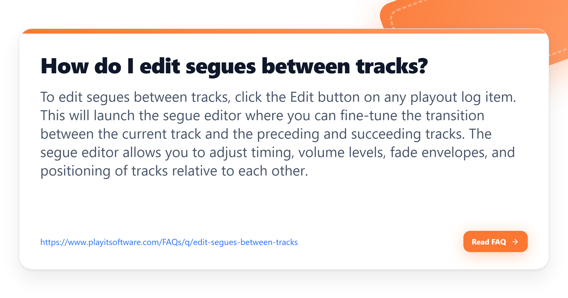 How do I edit segues between tracks? - PlayIt Software