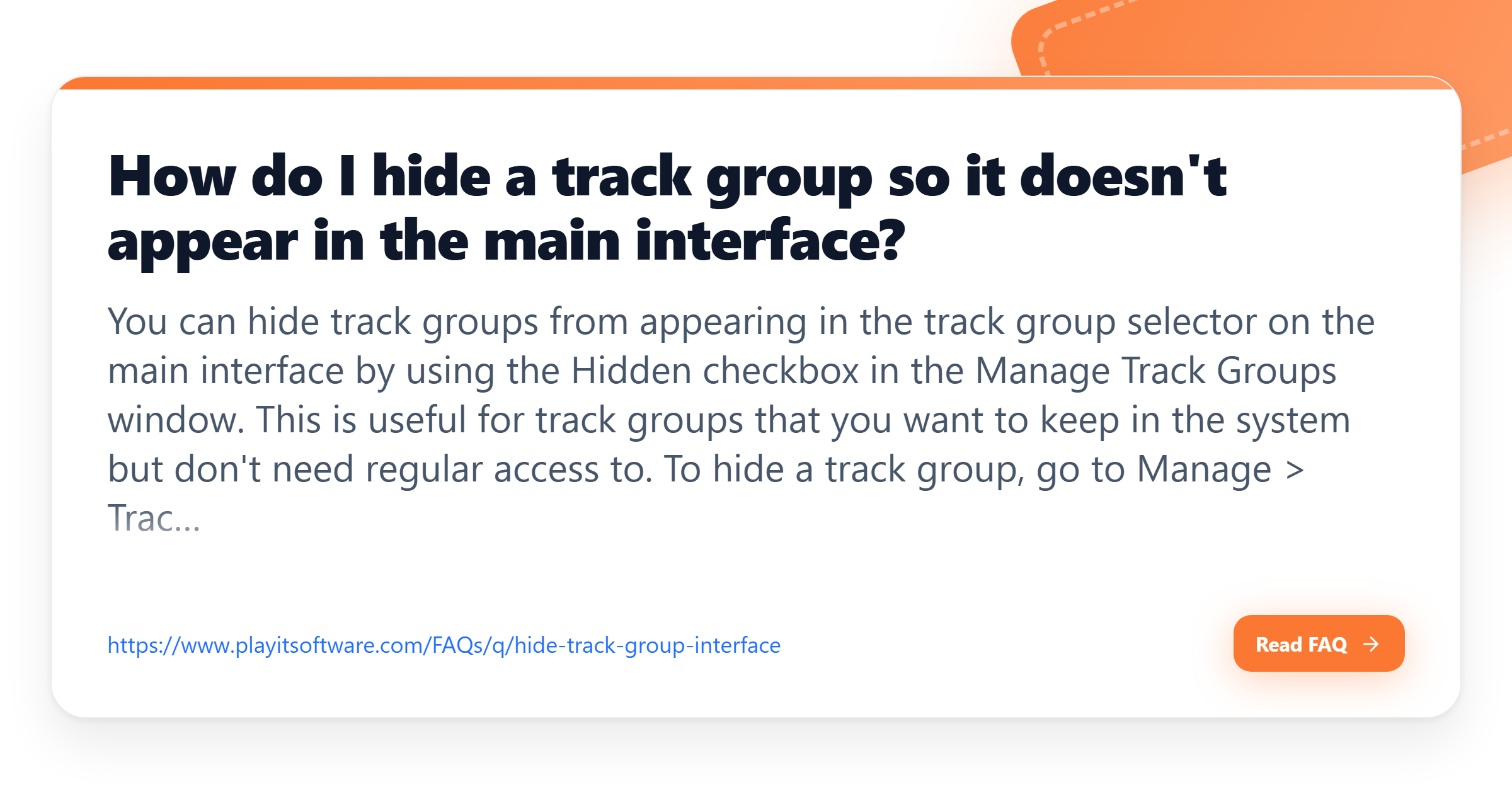 How do I hide a track group so it doesn't appear in the main interface ...