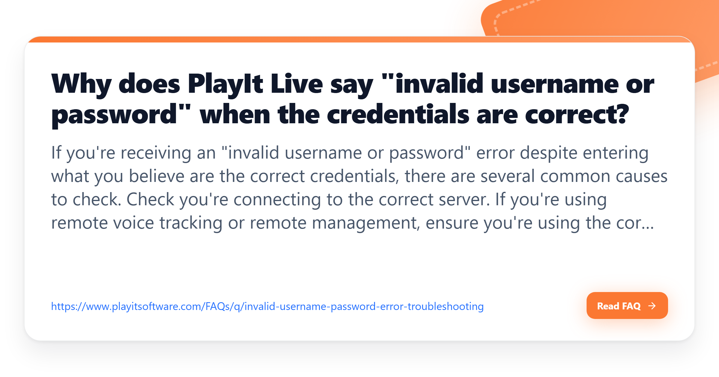Why does PlayIt Live say "invalid username or password" when the ...