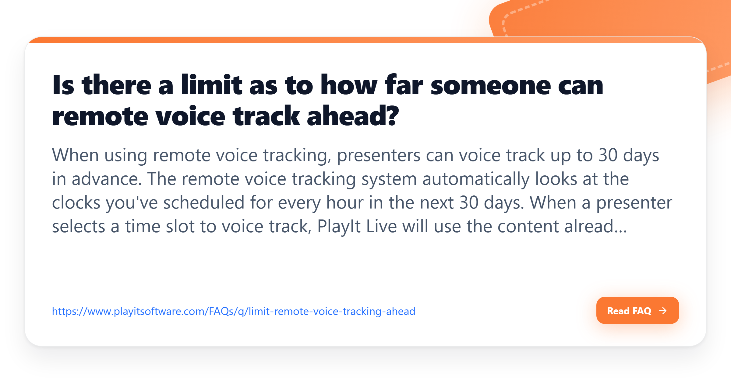 Is there a limit as to how far someone can remote voice track ahead ...