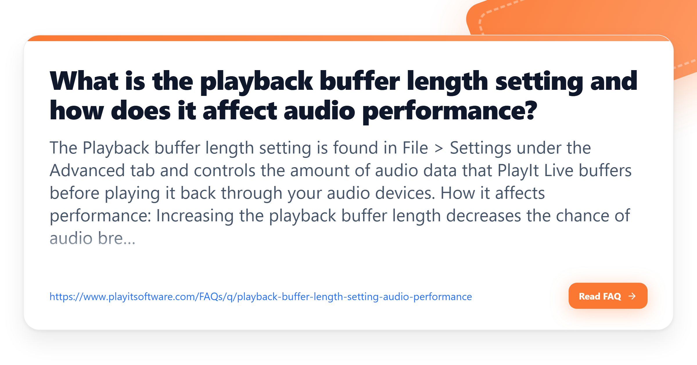 Playback Performance What is the playback buffer length setting and how does it affect audio ...