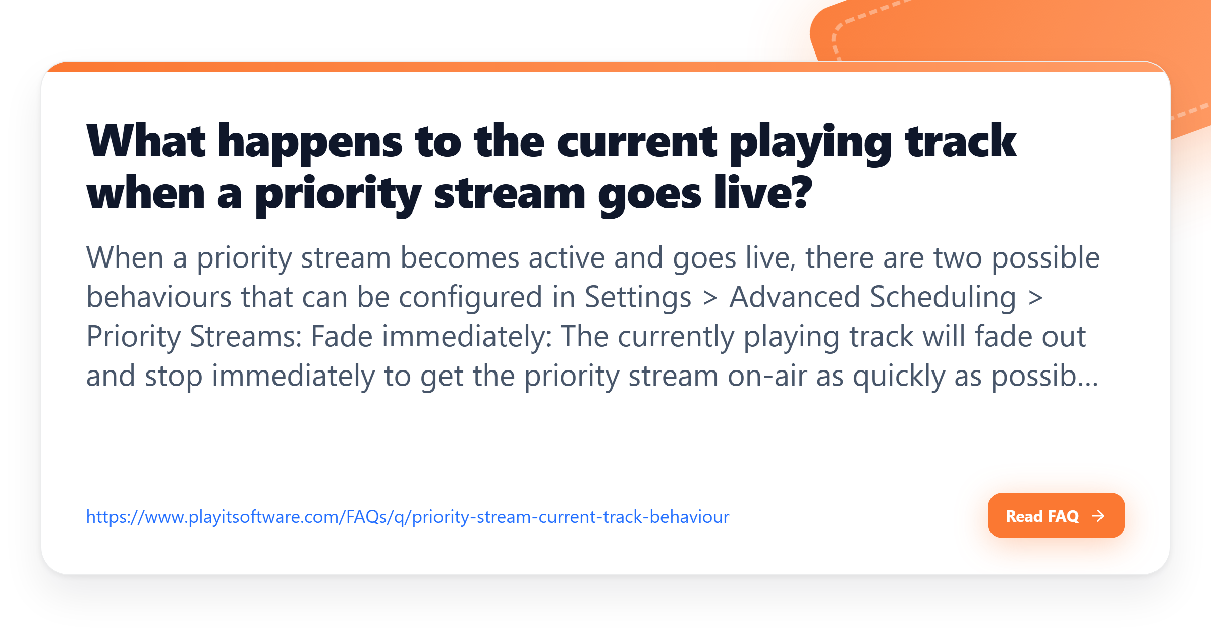 What happens to the current playing track when a priority stream goes ...