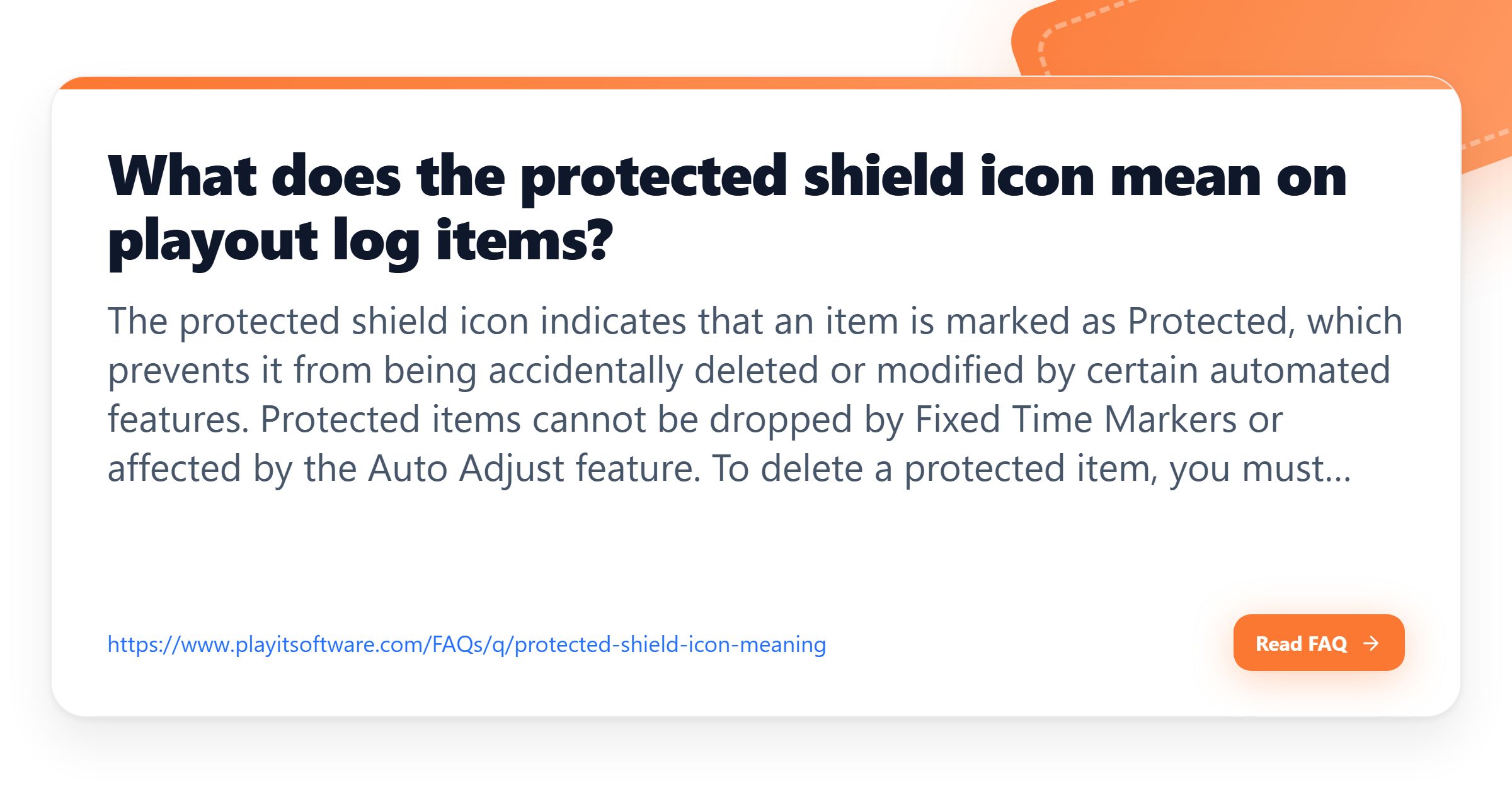 What does the protected shield icon mean on playout log items? - PlayIt ...