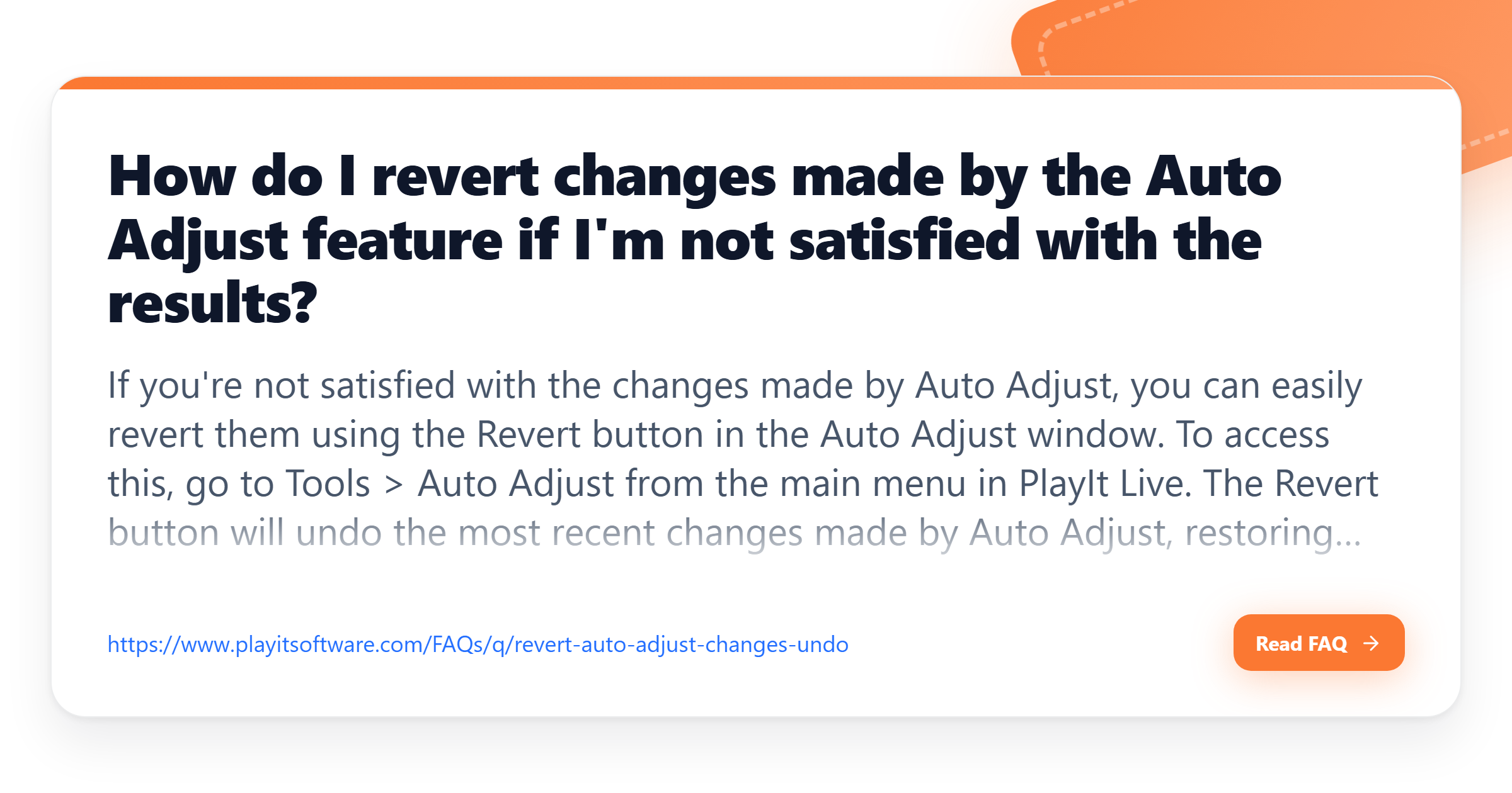 How do I revert changes made by the Auto Adjust feature if I'm not ...