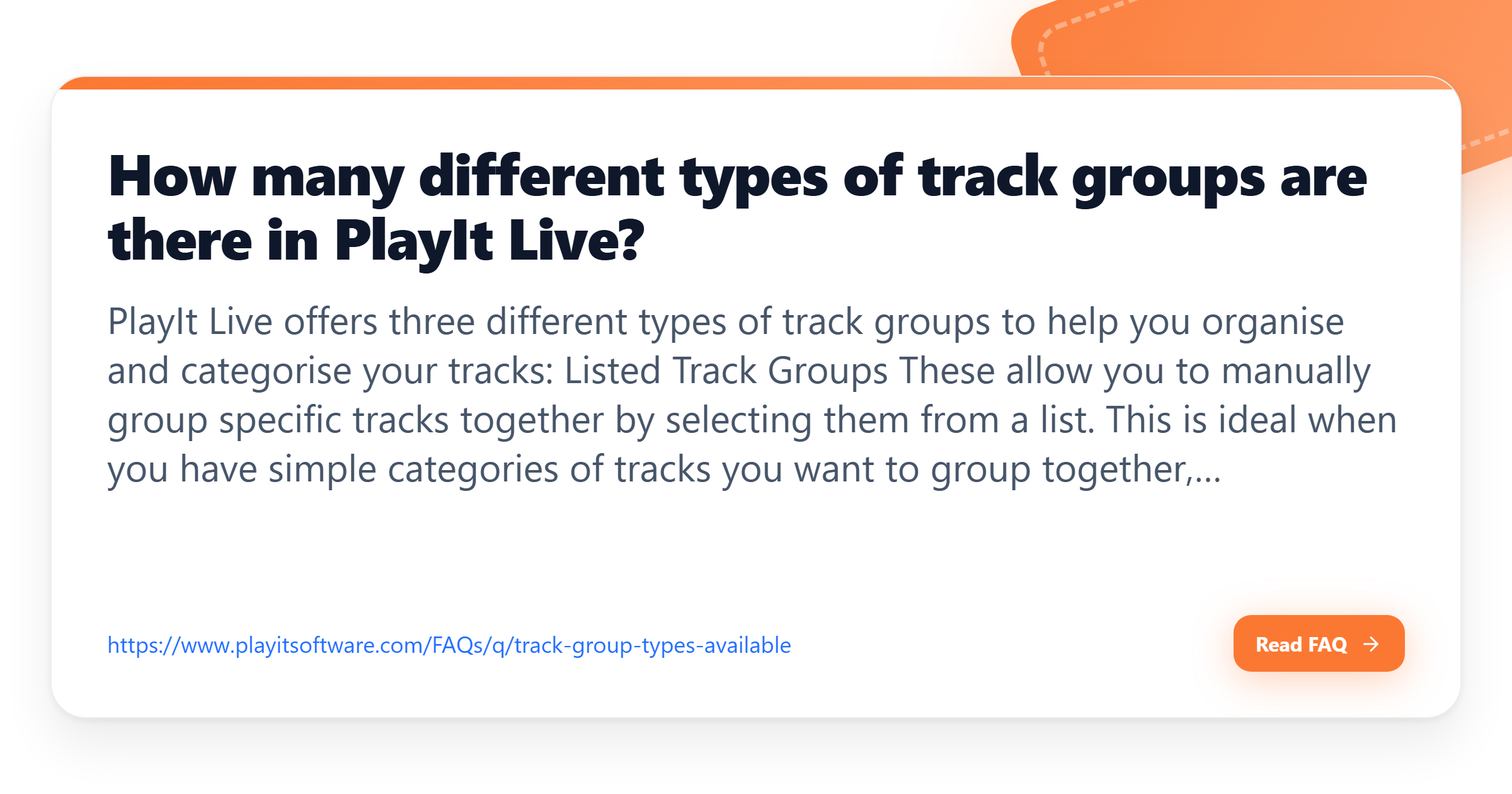 How many different types of track groups are there in PlayIt Live ...