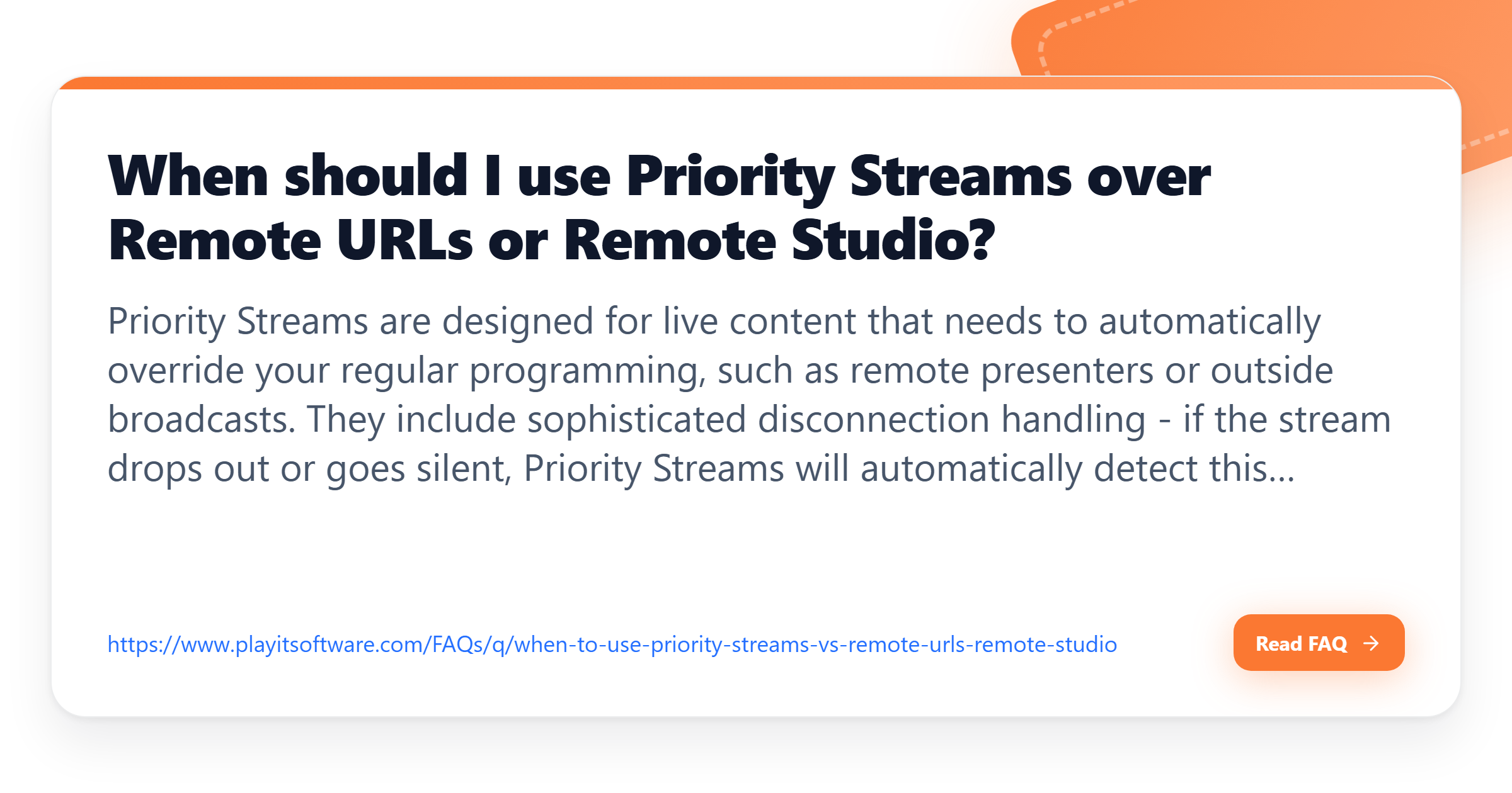 Diy O2 Priority Remote When should I use Priority Streams over Remote URLs or Remote Studio ...