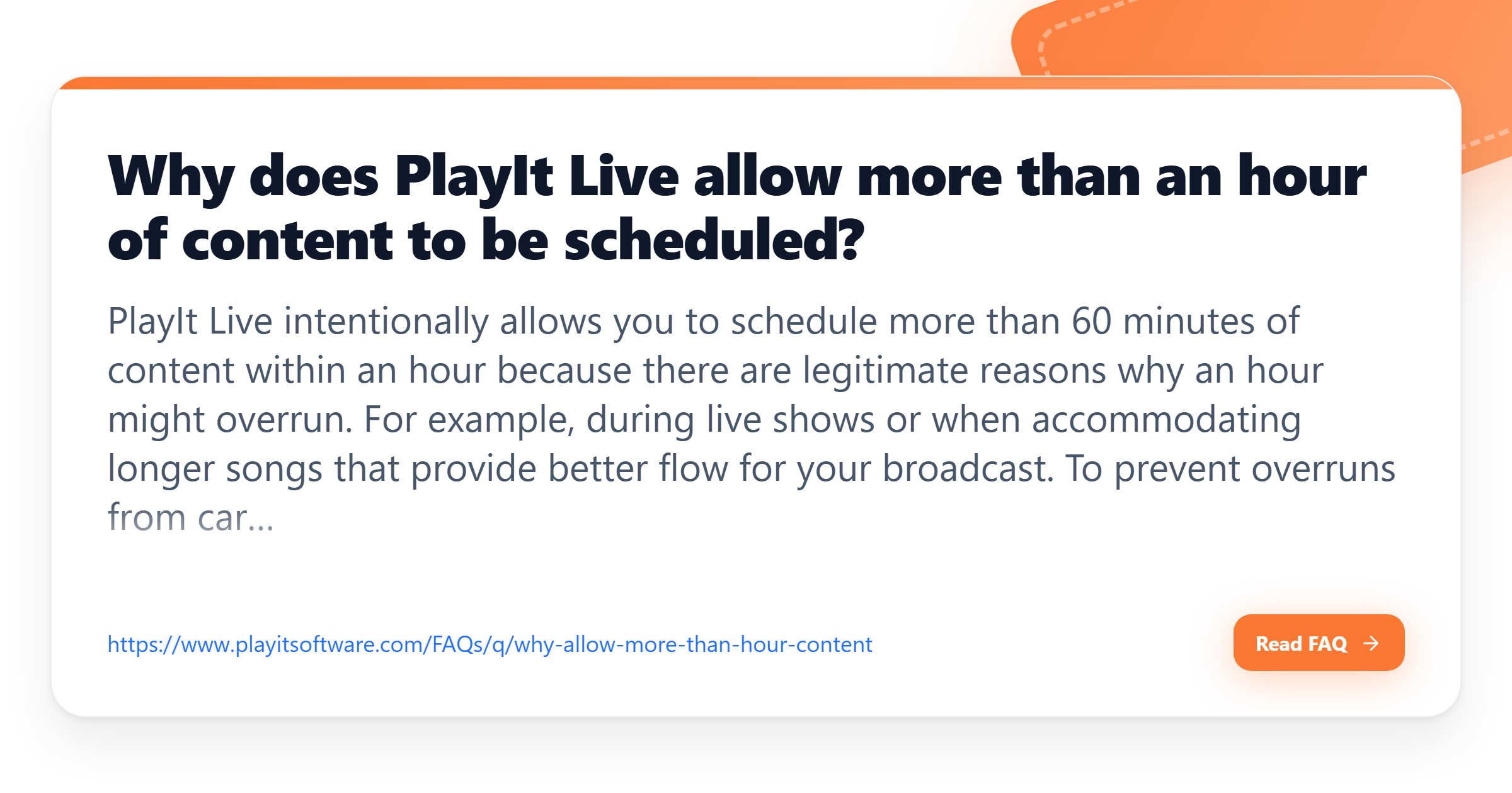 Why does PlayIt Live allow more than an hour of content to be scheduled ...